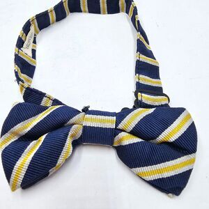 Crewcuts J Crew Boys Navy Blue Yellow Striped Pre Tied Bow Tie Adjustable OS